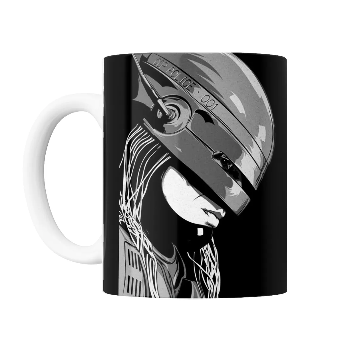 Taza de Cerámica Robocop Casco OCP Police Blanco y Negro - vista 2