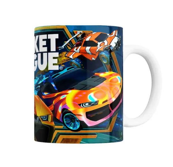 Taza de Cerámica Rocket League Autos Naranja y Azul