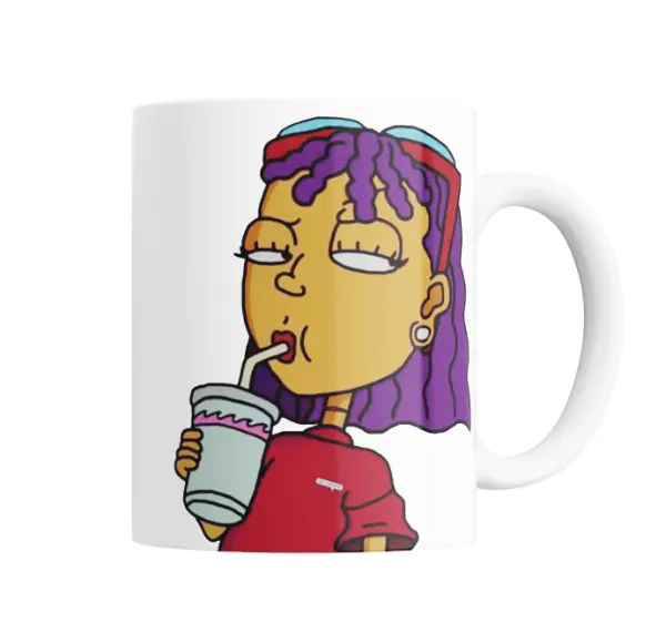Taza de Cerámica Rocket Power Regina Personaje Rulos Violetas Batido