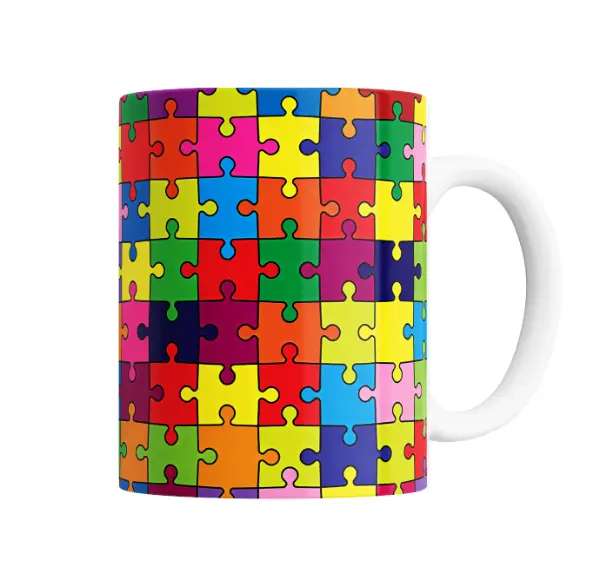 Taza de Cerámica Rompecabezas Multicolor Piezas