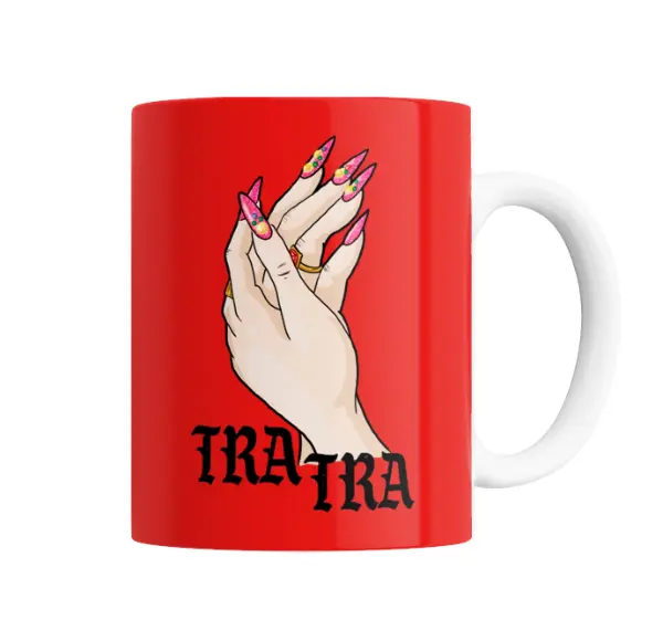 Taza de Cerámica Rosalia Tra Tra Manos con Uñas Stiletto