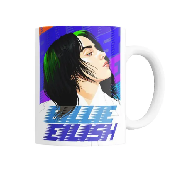 Taza de Cerámica Billie Eilish Retrato Pop Art
