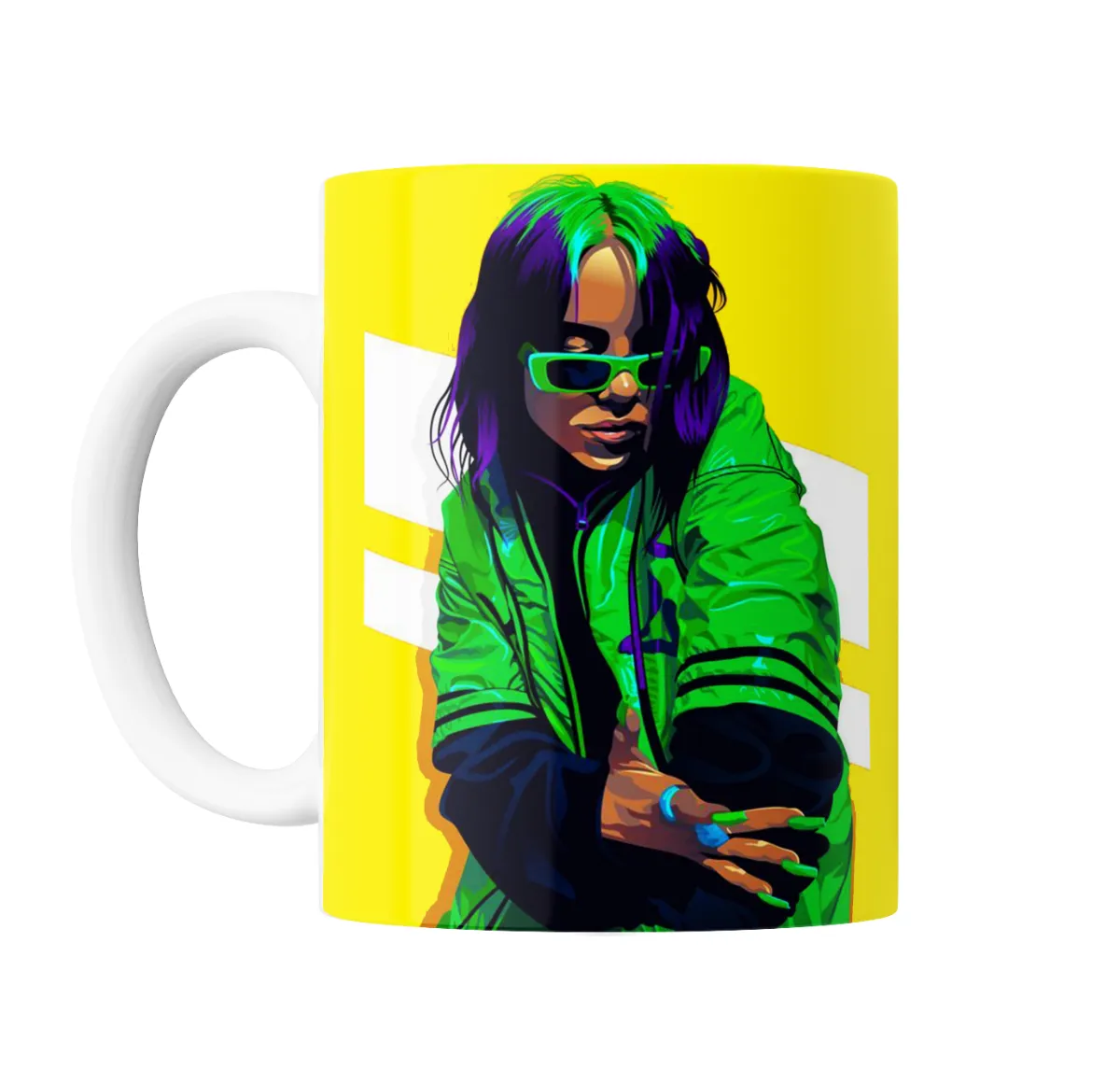 Taza de Cerámica Billie Eilish Pelo Verde y Violeta - vista 2