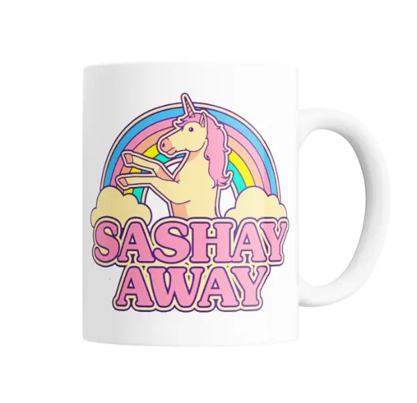 Taza de Cerámica Ru Paul Sashay Away Unicornio Arcoíris