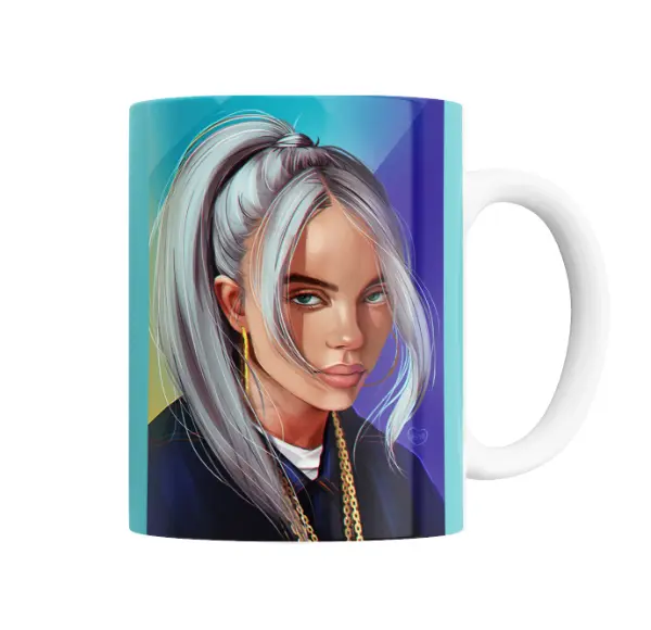 Taza de Cerámica Billie Eilish Retrato Pelo Plateado
