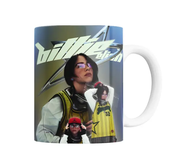 Taza de Cerámica Billie Eilish Camiseta Amarilla Estrella