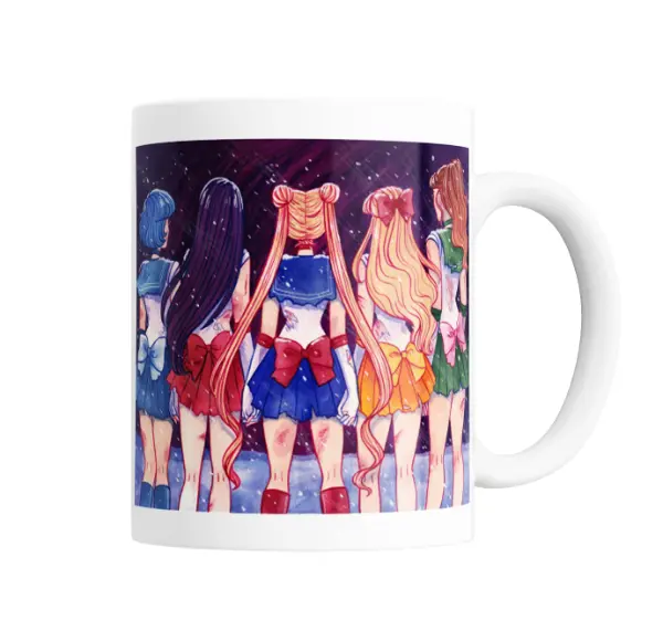 Taza de Cerámica Sailor Moon Sailors de espaldas en la nieve