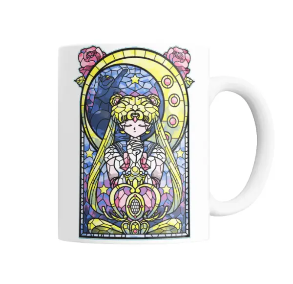 Taza de Cerámica Sailor Moon Usagi Vitral Art Nouveau