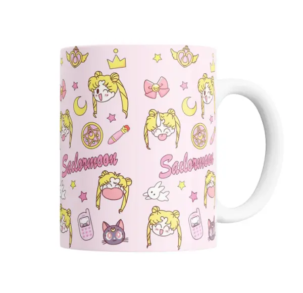 Taza de Cerámica Sailor Moon Patrón Chibi Luna Artemis