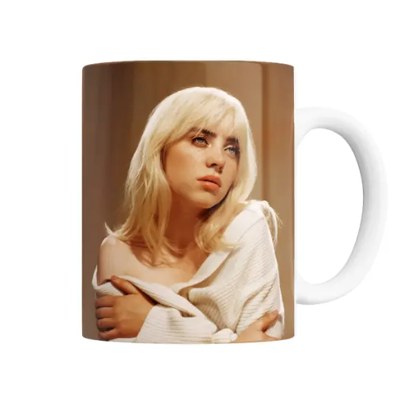 Taza de Cerámica Billie Eilish Foto Suéter Blanco