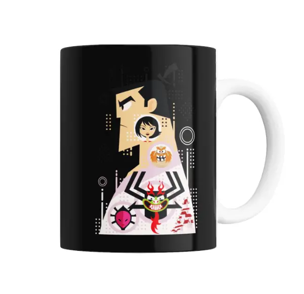 Taza de Cerámica Samurai Jack Ilustración Estilo Retro