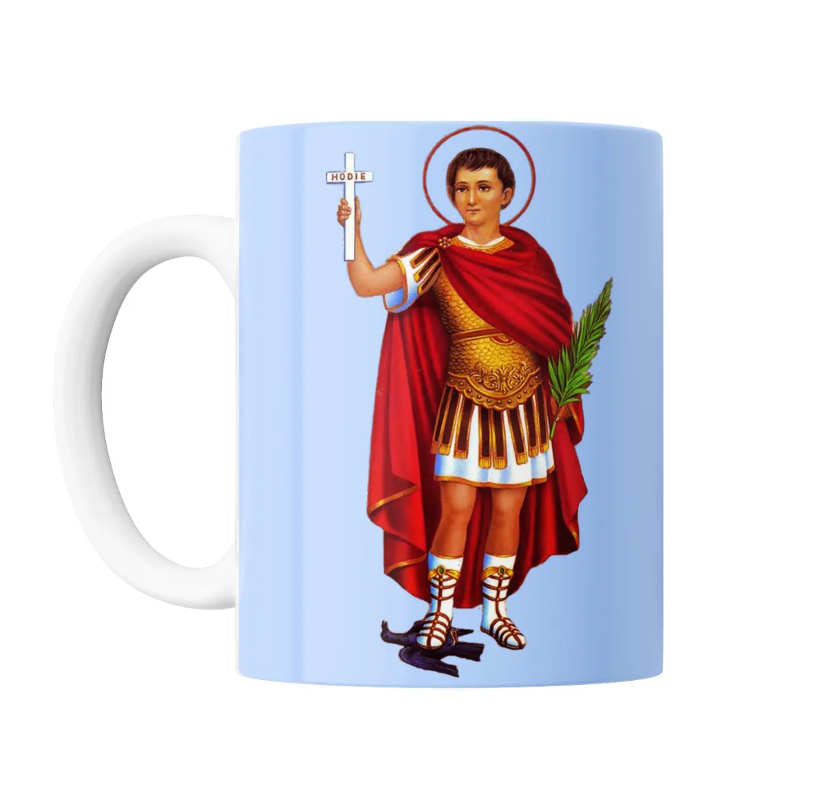 Taza de Cerámica San Expedito Santo Romano con Cruz y Palma - vista 2