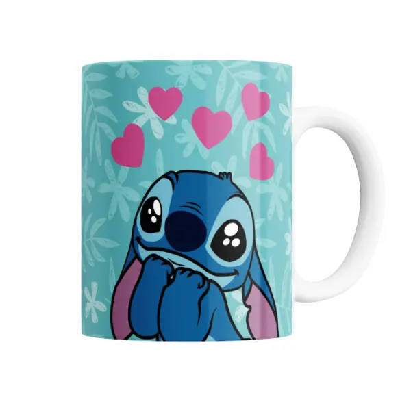 Taza de Cerámica Stitch y Angel Te Amo