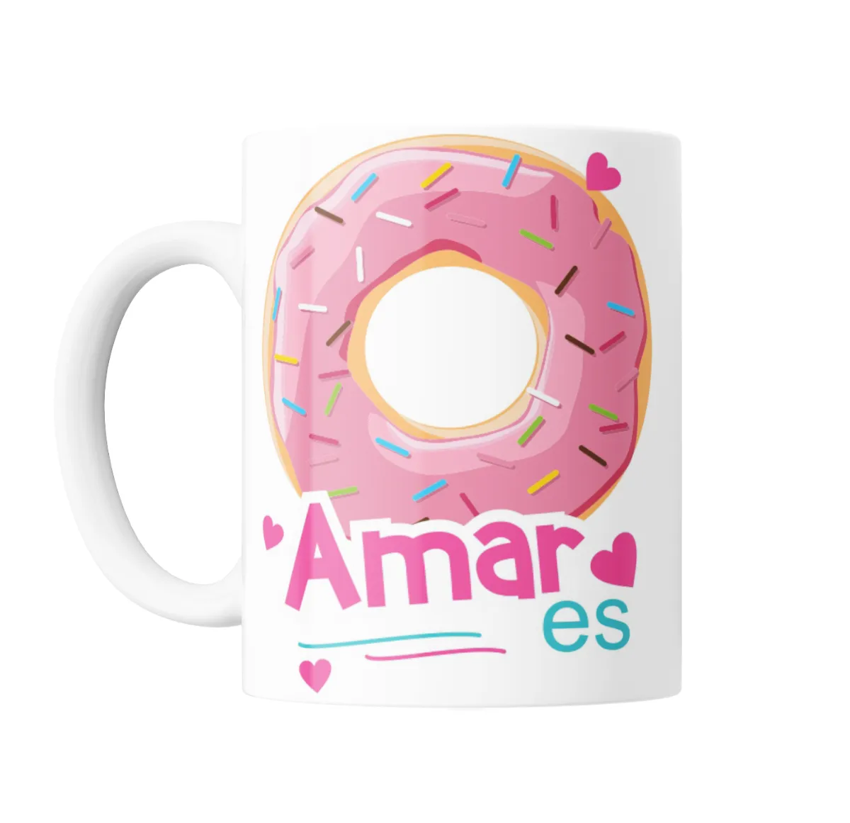 Taza de Cerámica Amar es Donut Rosa - vista 2