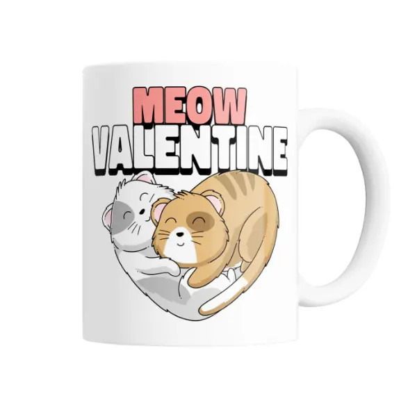 Taza de Cerámica Meow Valentine Gatitos Abrazados