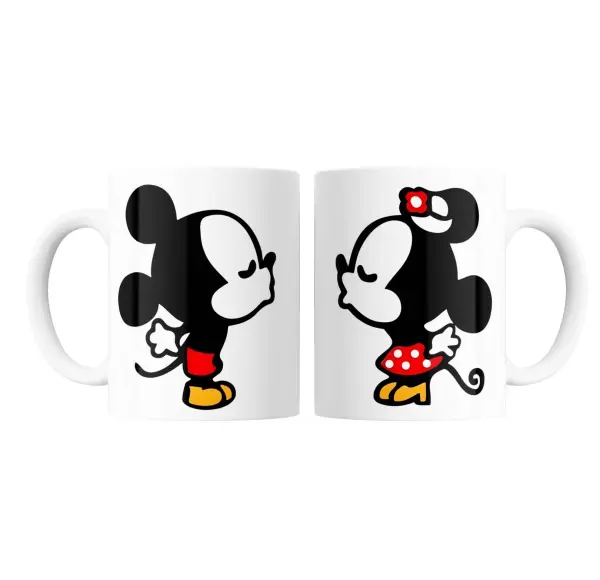 Taza de Cerámica Disney Mickey y Minnie Besándose de Espaldas