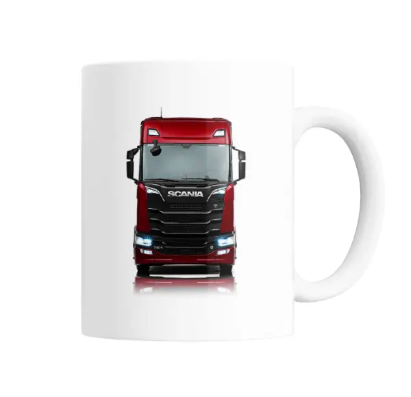 Taza de Cerámica Scania Camión Rojo Frontal