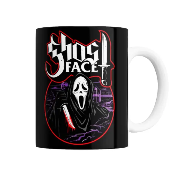Taza de Cerámica Scream Ghostface Cuchillo y Casa