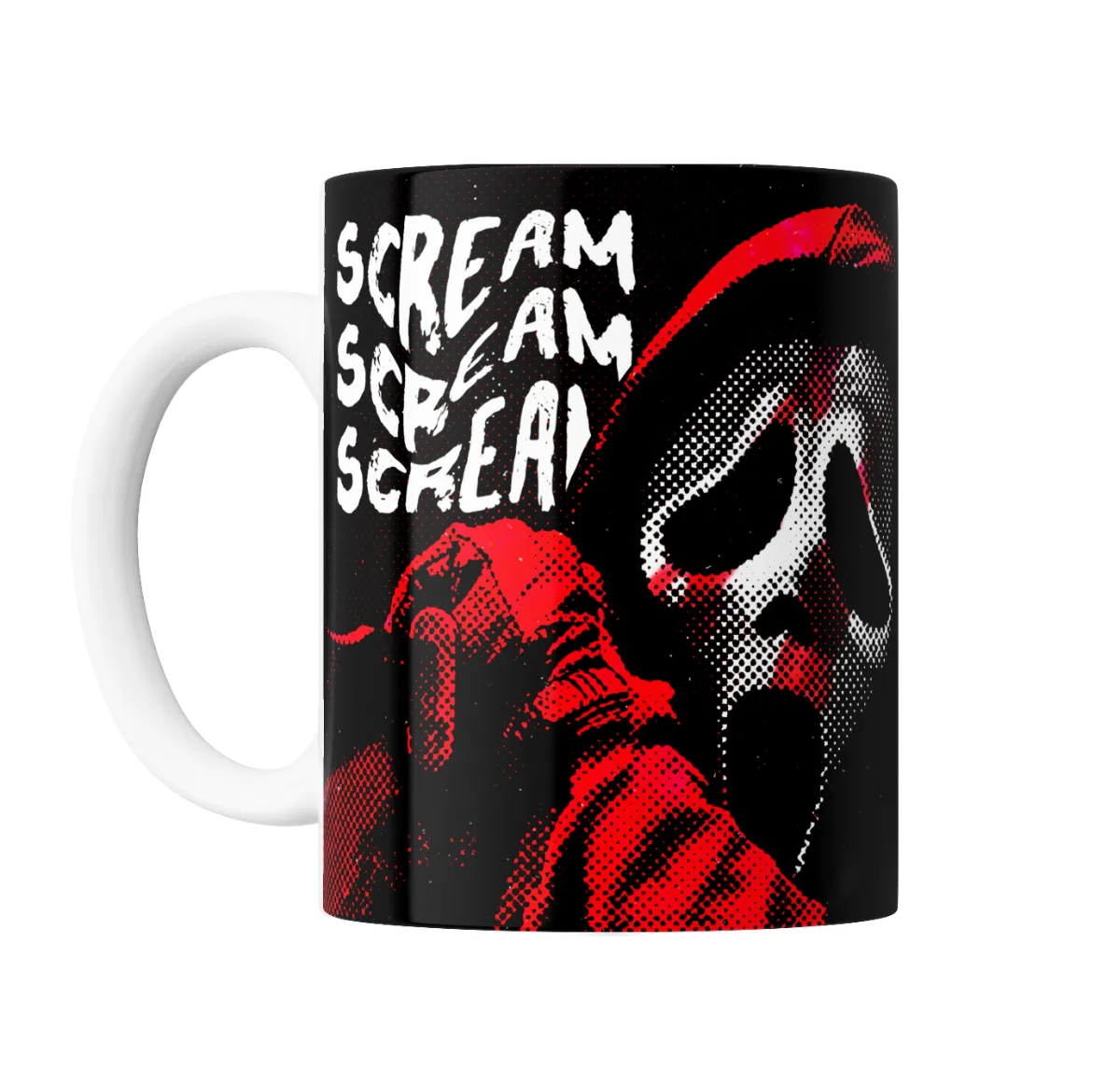 Taza de Cerámica Scream Mascara Fantasma Roja y Blanca - vista 2