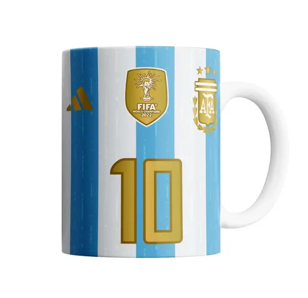 Taza de Cerámica Selección Argentina Camiseta Messi 10 Campeón del Mundo 2022