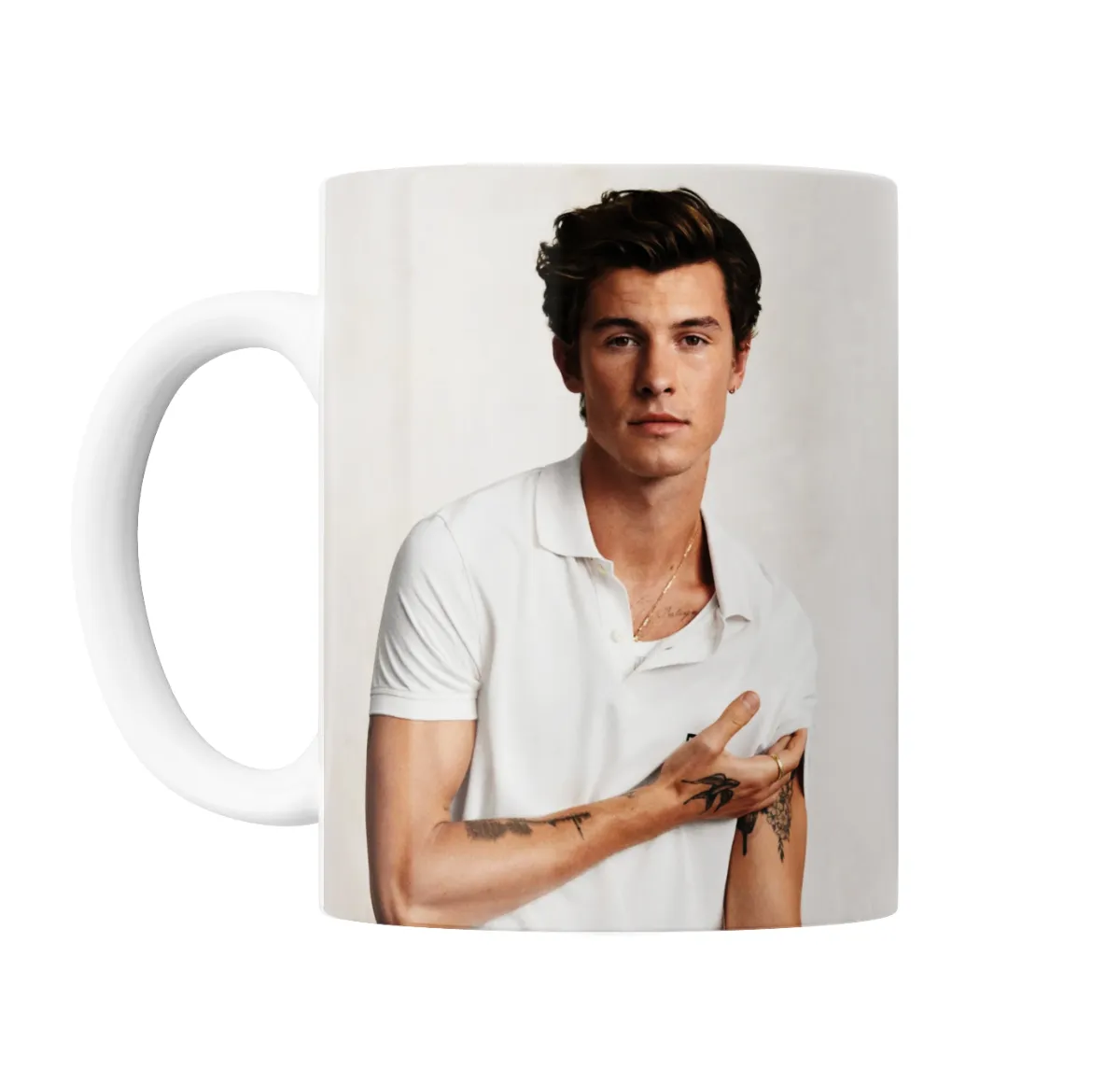Taza de Cerámica Shawn Mendes Foto Camiseta Blanca - vista 2