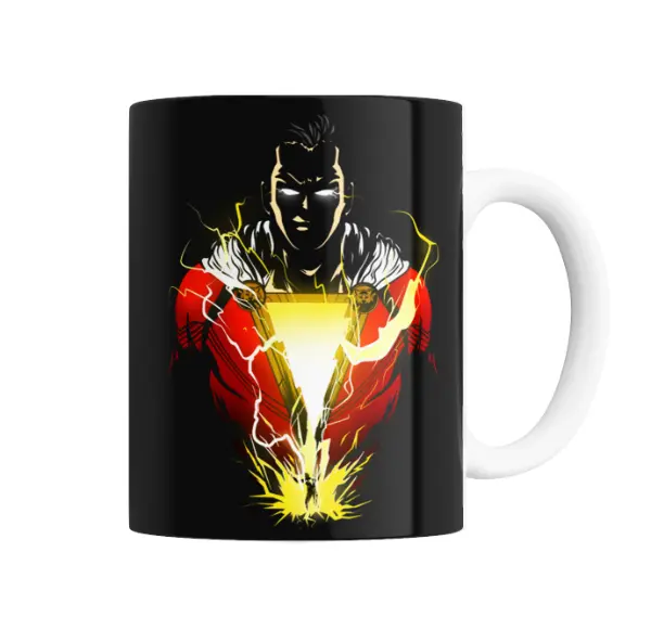 Taza de Cerámica Shazam Rayo Pecho Dorado