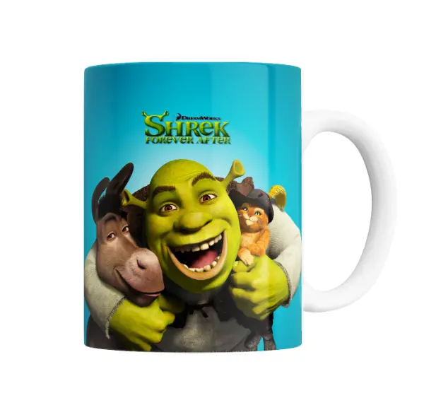 Taza de Cerámica Shrek Forever After Burro y Gato con Botas