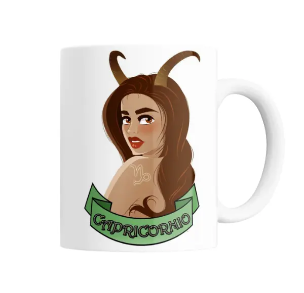 Taza de Cerámica Capricornio Chica Cuernos Signo Zodiacal