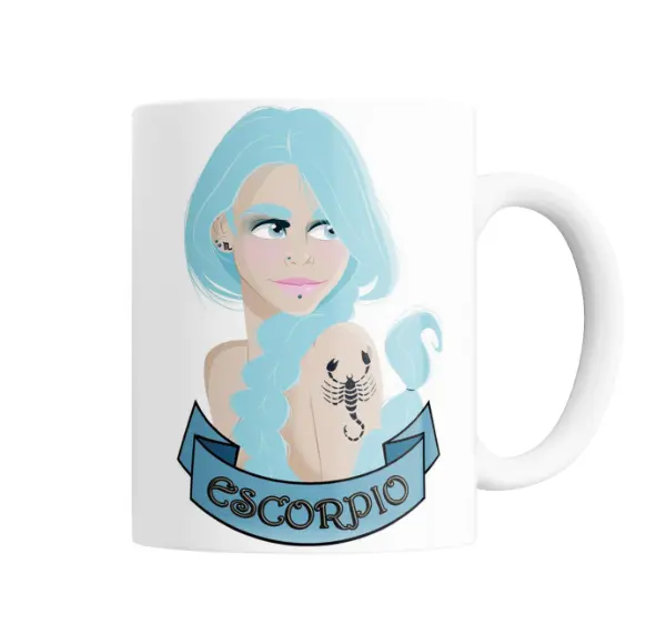 Taza de Cerámica Escorpio Zodiacal Chica Tatuaje