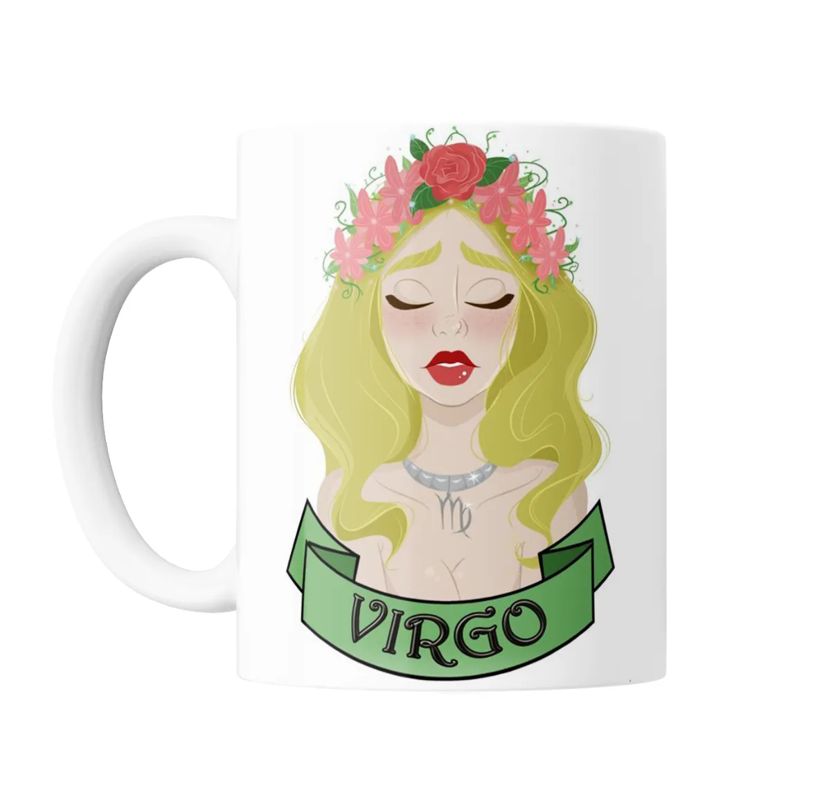 Taza de Cerámica Signos Zodiacales Virgo Mujer con Corona de Flores - vista 2