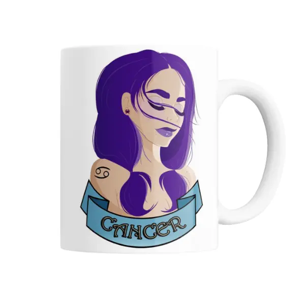 Taza de Cerámica Signos Zodiacales Cáncer Chica Violeta