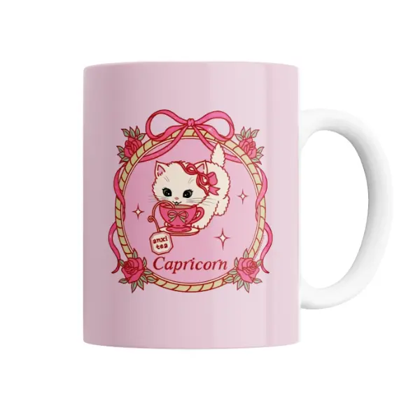 Taza de Cerámica Signos Zodiacales Capricornio Gatito Anxi Tea