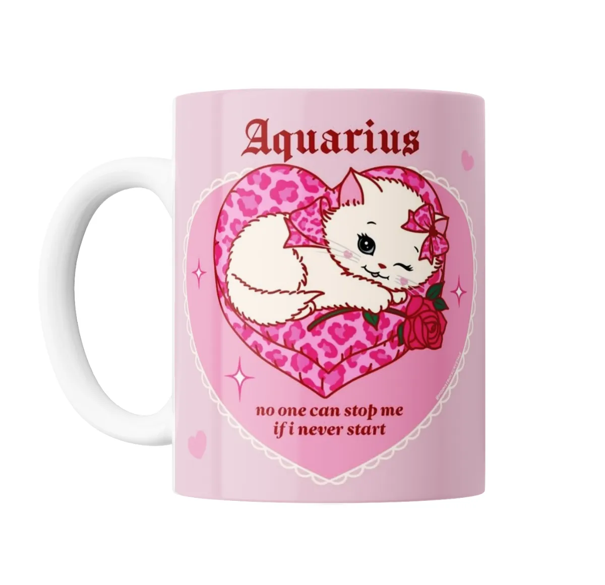 Taza de Cerámica Acuario Gatito Rosa Corazón - vista 2
