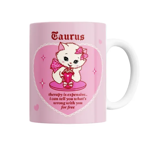 Taza de Cerámica Tauro Gatito Therapy Expensive