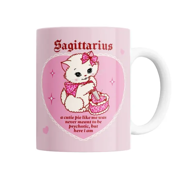 Taza de Cerámica Signos Zodiacales Sagitario Gatito Pastel