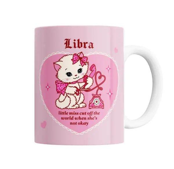 Taza de Cerámica Libra Gatita Teléfono Rosa