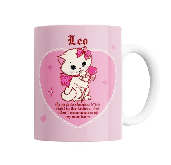 Taza de Cerámica Leo Gatito Kawaii Manicura