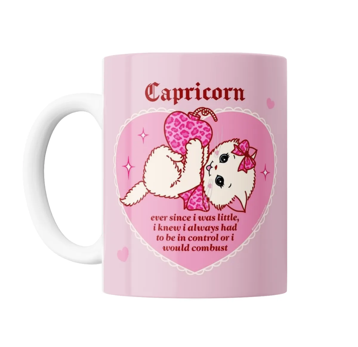 Taza de Cerámica Capricornio Gatito con Moño Leopardo - vista 2