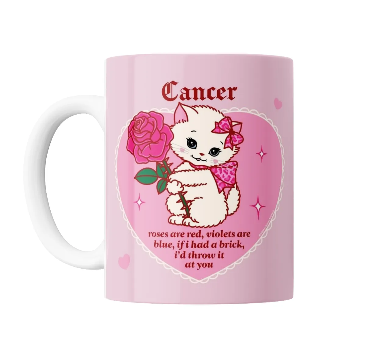 Taza de Cerámica Signo Cancer Gatito con Rosa - vista 2