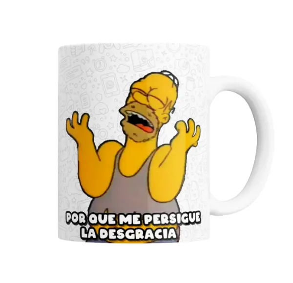 Taza de Cerámica Los Simpson Homer Por qué me persigue la desgracia
