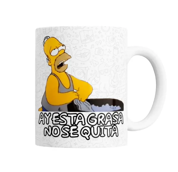 Taza de Cerámica Los Simpson Homero Ay Esta Grasa No Se Quita