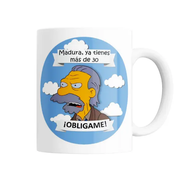 Taza de Cerámica Los Simpson Abe Simpson Madura Ya Tienes Más de 30