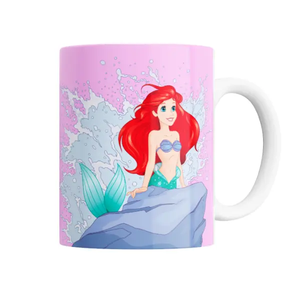 Taza de Cerámica La Sirenita Ariel sobre las rocas