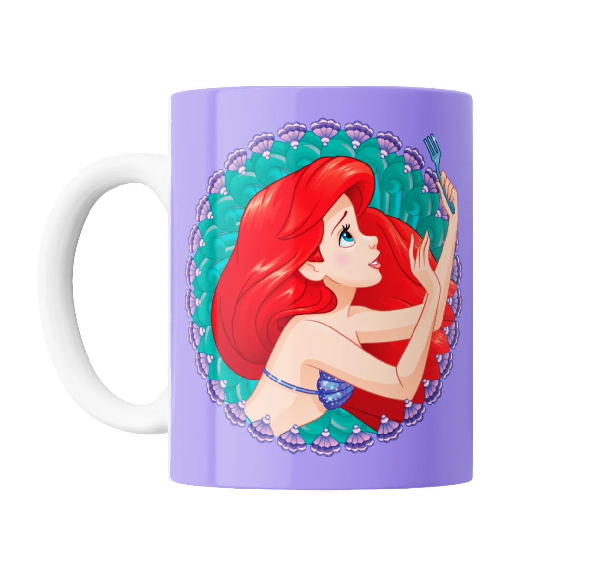 Taza de Cerámica La Sirenita Ariel con Tenedor - vista 2