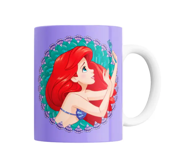 Taza de Cerámica La Sirenita Ariel con Tenedor