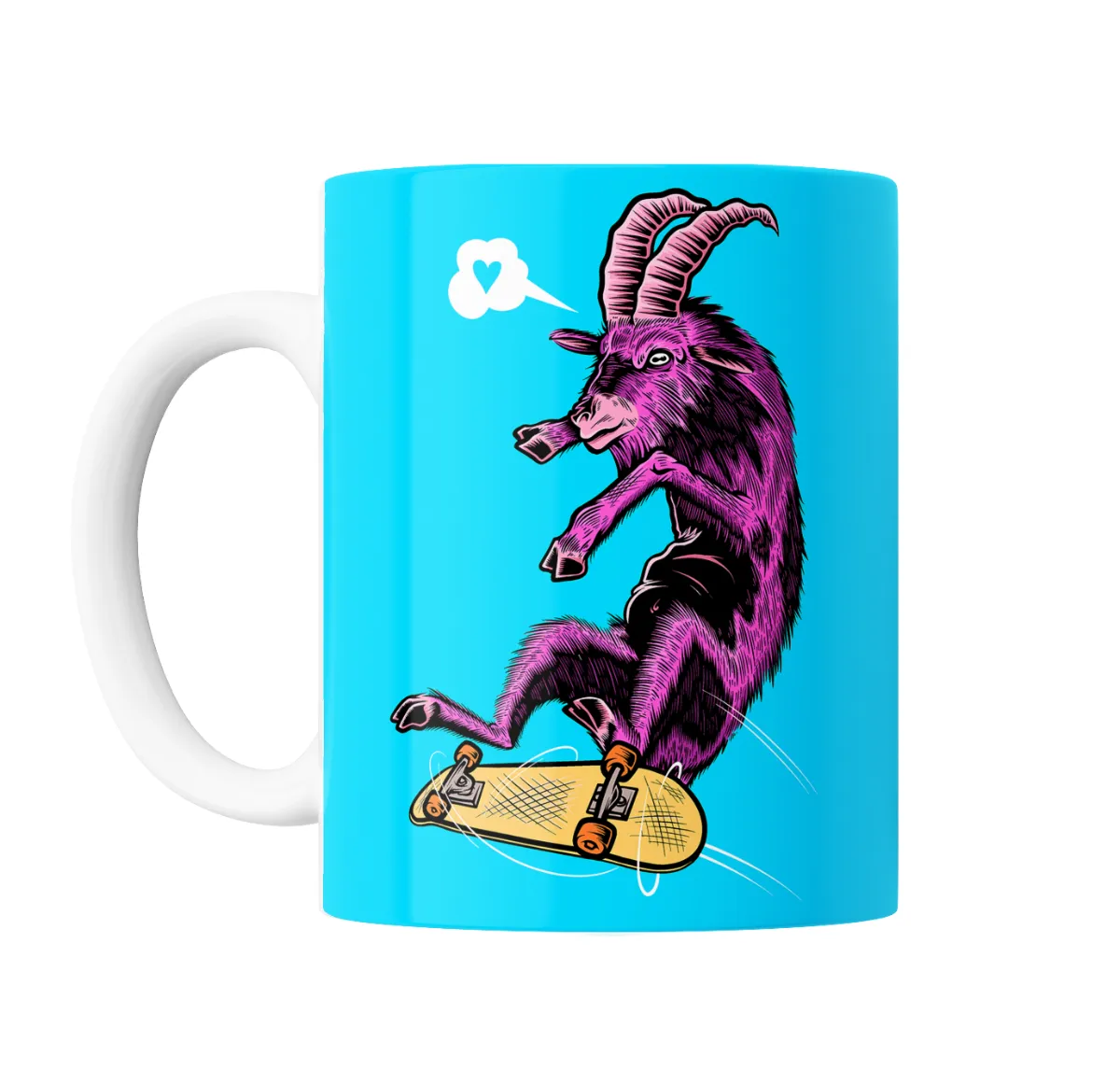 Taza de Cerámica Cabra Skater Violeta en Patineta - vista 2