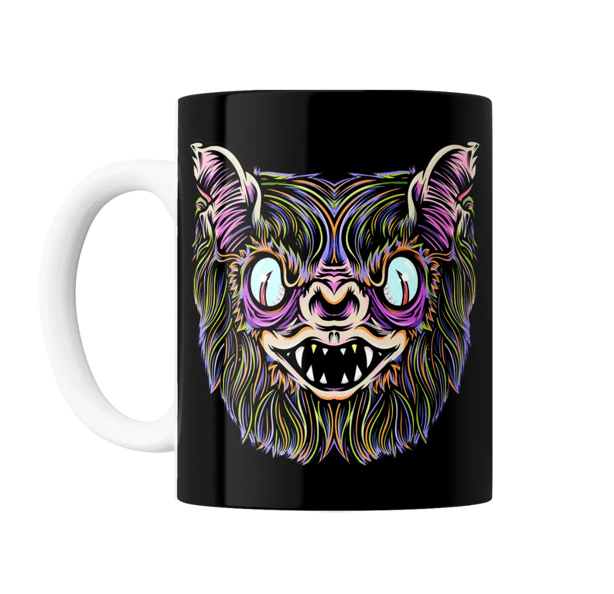 Taza de Cerámica Skate Murciélago Monstruo Neón - vista 2