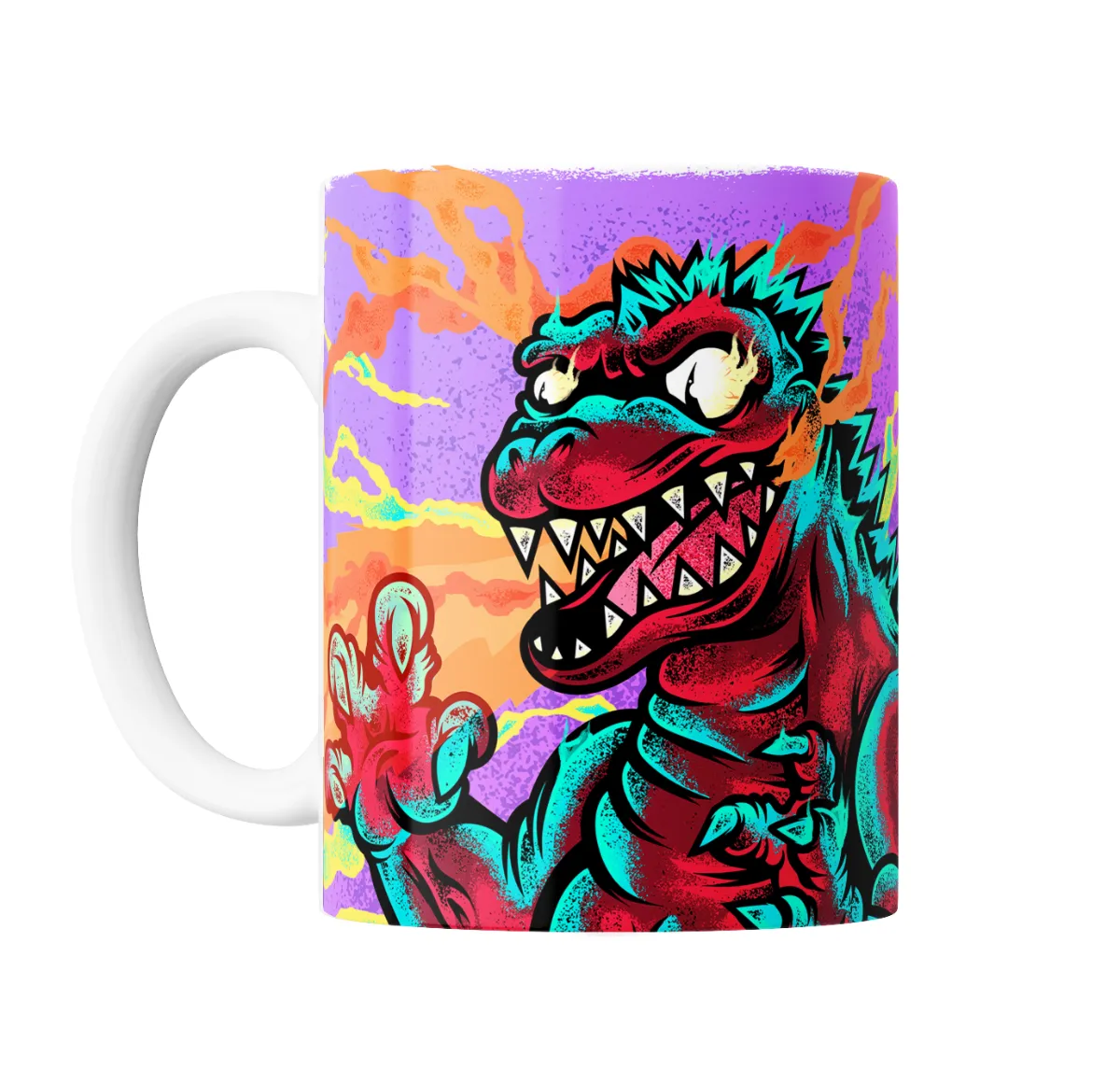 Taza de Cerámica Skate Kaiju Pop Art Neón - vista 2
