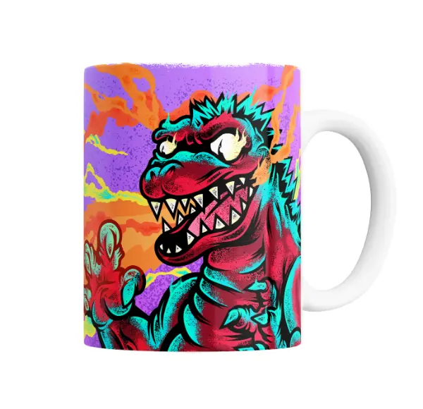 Taza de Cerámica Skate Kaiju Pop Art Neón