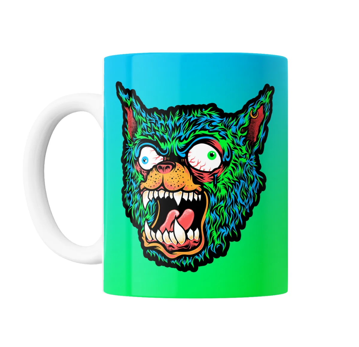 Taza de Cerámica Skate Gato Monstruo Verde Ojos Saltones - vista 2